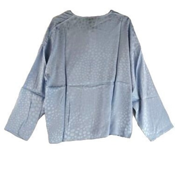 Alfani Plus Size Collared Blouse Blue Combo 3X - Picture 3 of 3